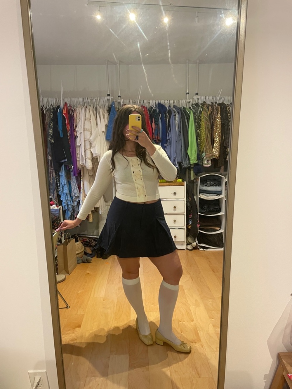 90s Ballet Lace-Up Top with Shoulder Pads— Cream